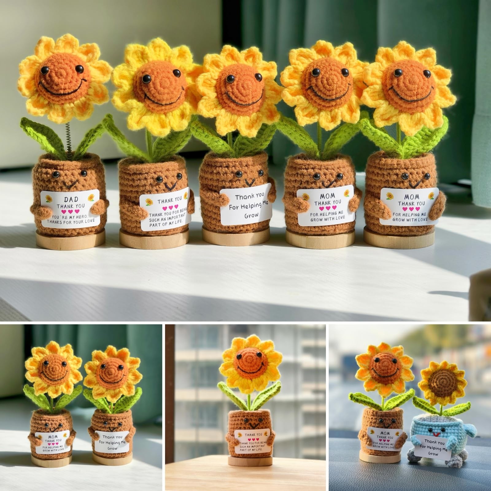 Thank You Gifts for Teacher Women Crochet Sunflower Gifts Office Desk Decor
