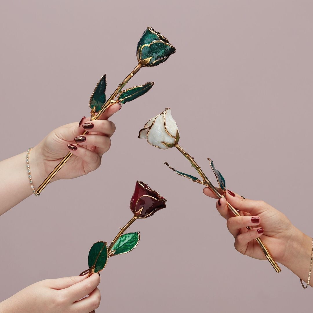Genuine 24K Gold Green Rose
