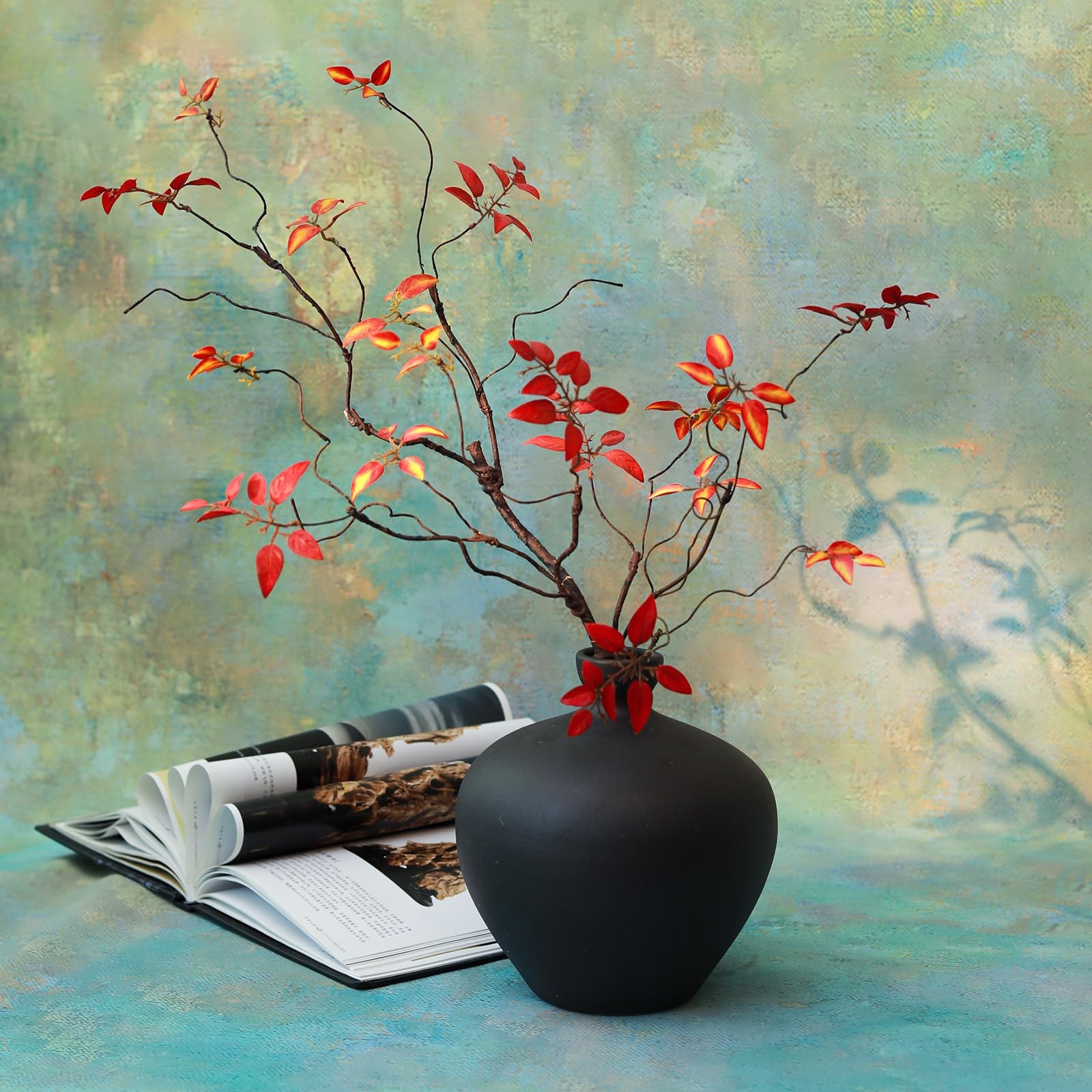 3Pcs Twisted Zen Leaves Faux Tree Branches Artificial Greenery Floral Fall St…