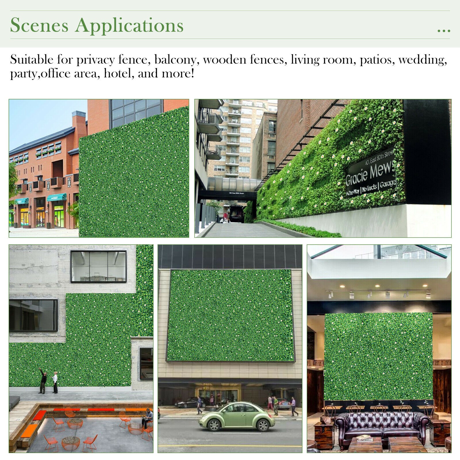 12PCS 20x20inch Artificial Daisy Hedge Plant Privacy Fence Hedge Panels