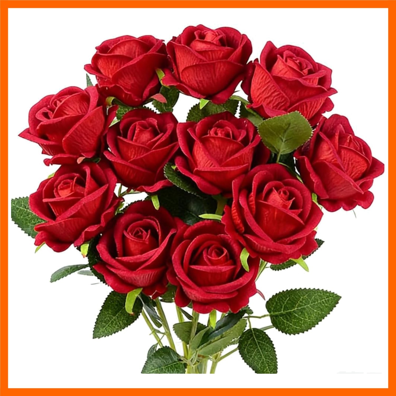 12PCS Artificial Roses Realistic Velvet Silk Flowers Long Stem Faux Flowers B…