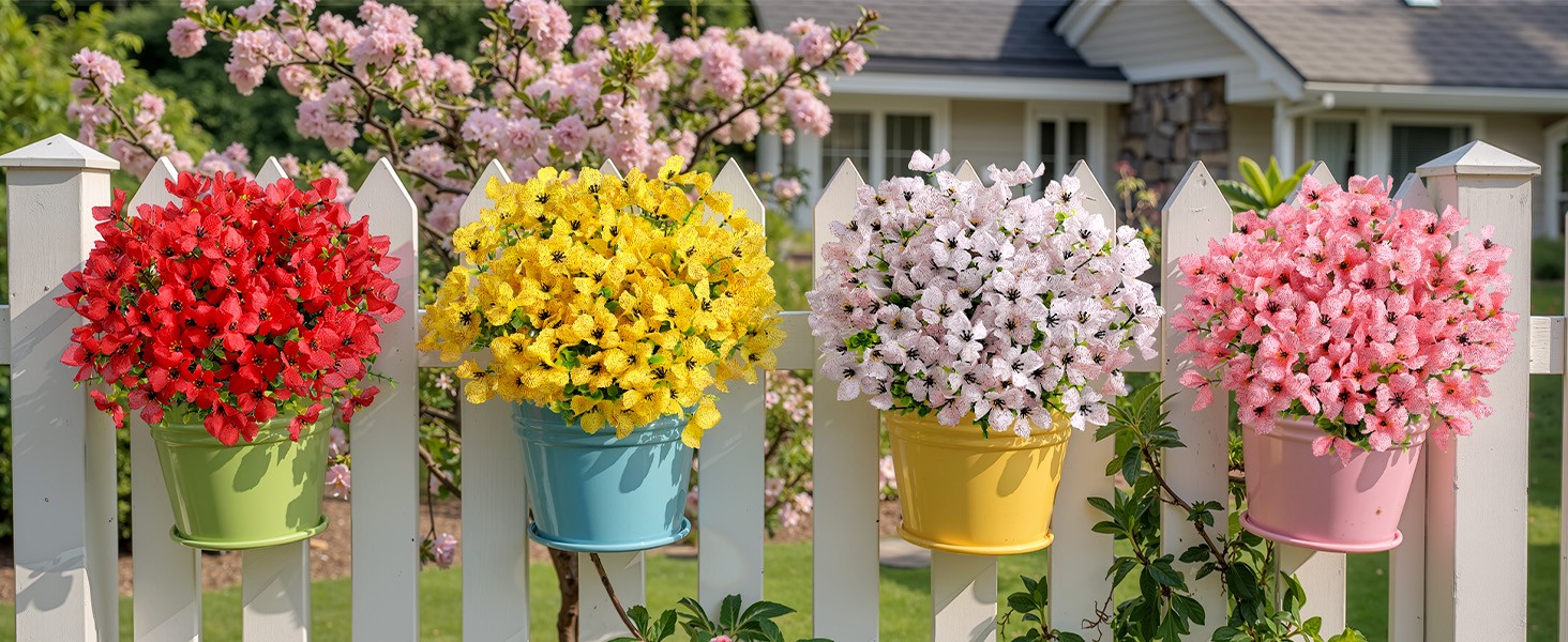 Artificial Flowers Outdoors Decoration, Fake Silk mums Eucalyptus Realistic UV