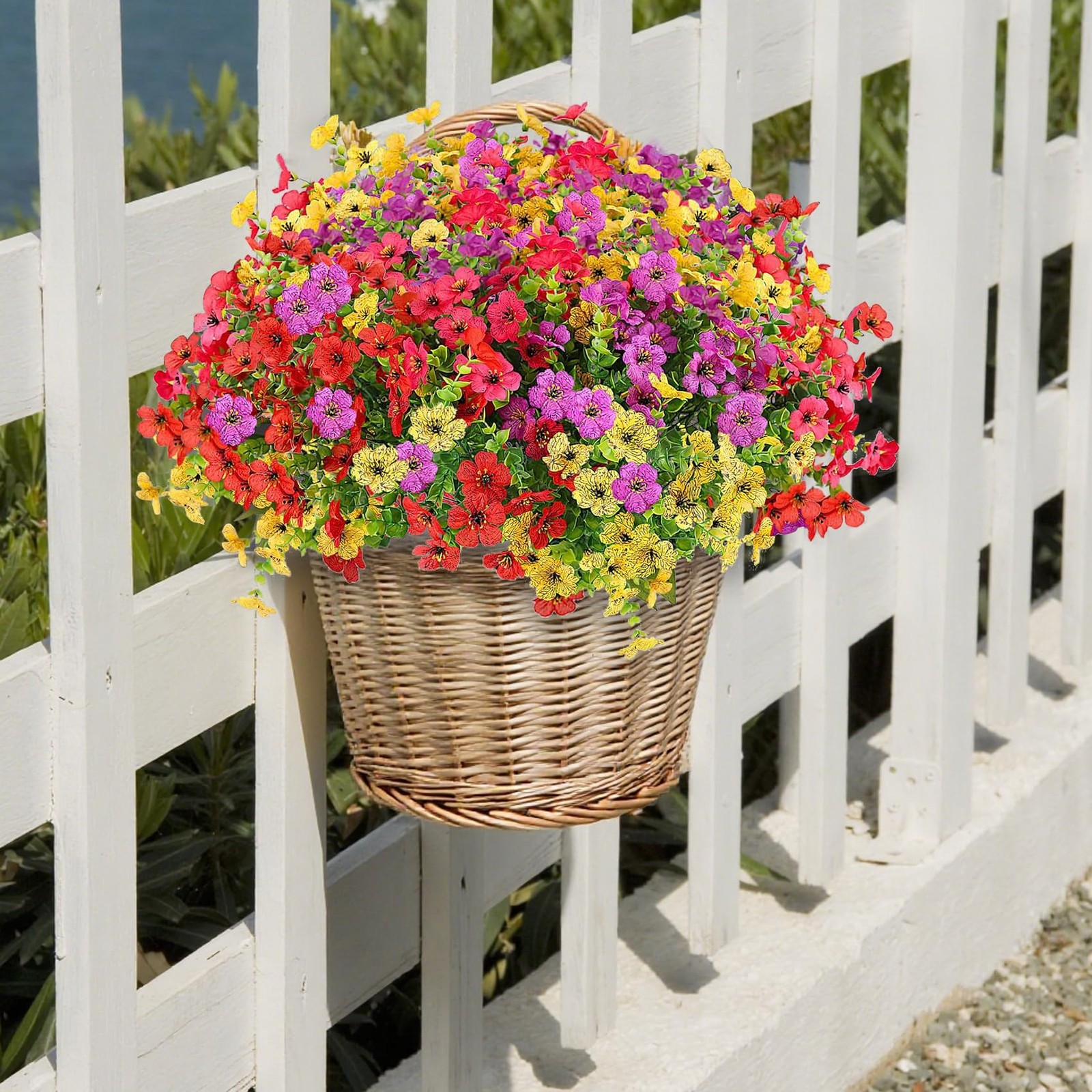 Artificial Flowers for Indoor & Outdoor Decoration 12 Bundles Faux Daisies w…