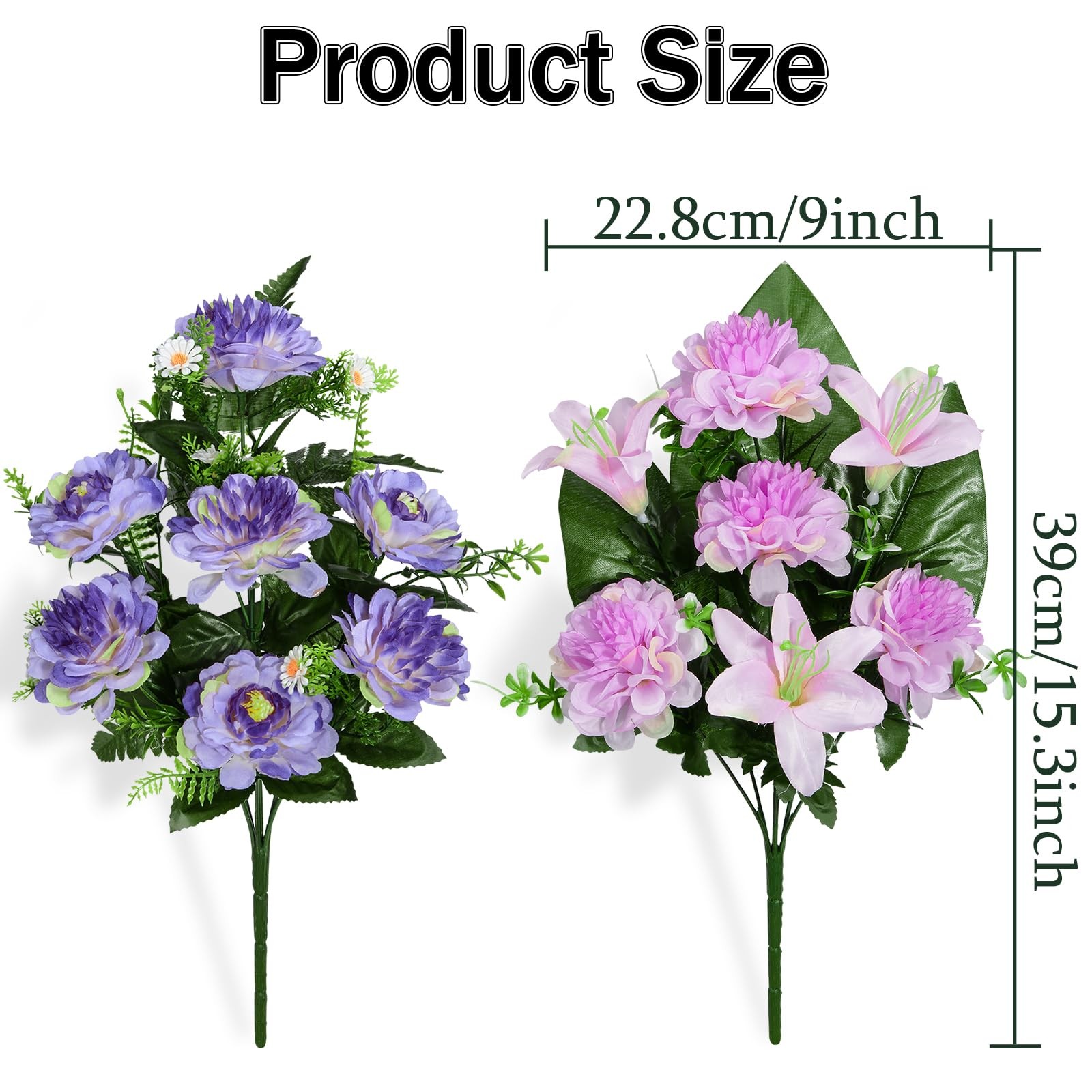 Artificial Cemetery Flowers, Artificial Grave Memorial Flowers with Vase for …