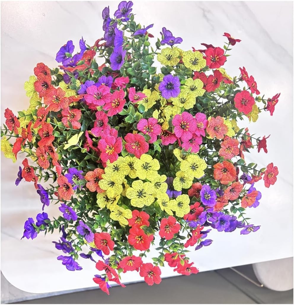 Artificial Faux Hanging Plants Flowers with Basket for Outdoor Outside Decora…