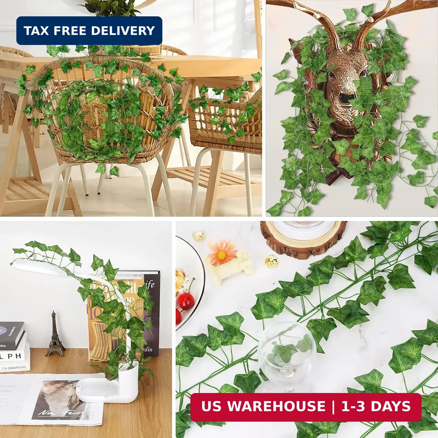 12 Pack 86 FT Artificial Ivy Garland, Fake Ivy Leaf Plants Vine Greenery Garland