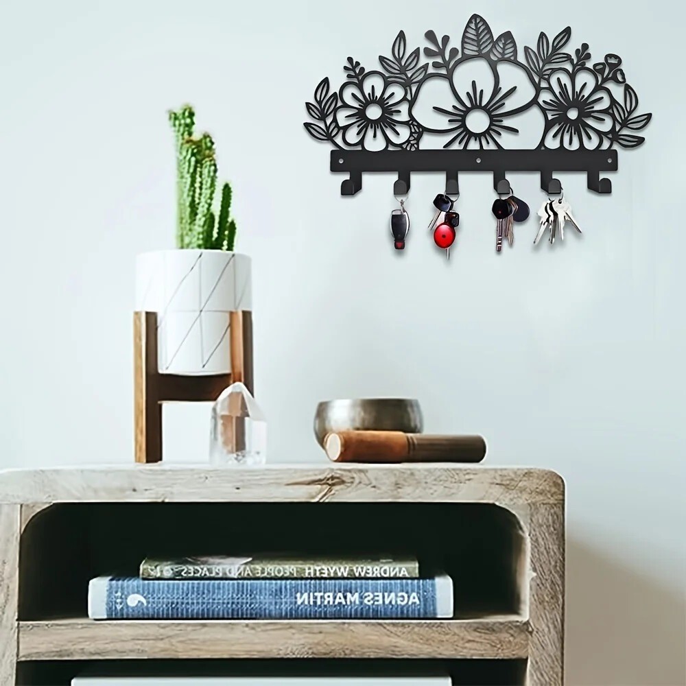 Rustic Metal Wall Mounted Coat Rack Art Hanger Hallway Decor