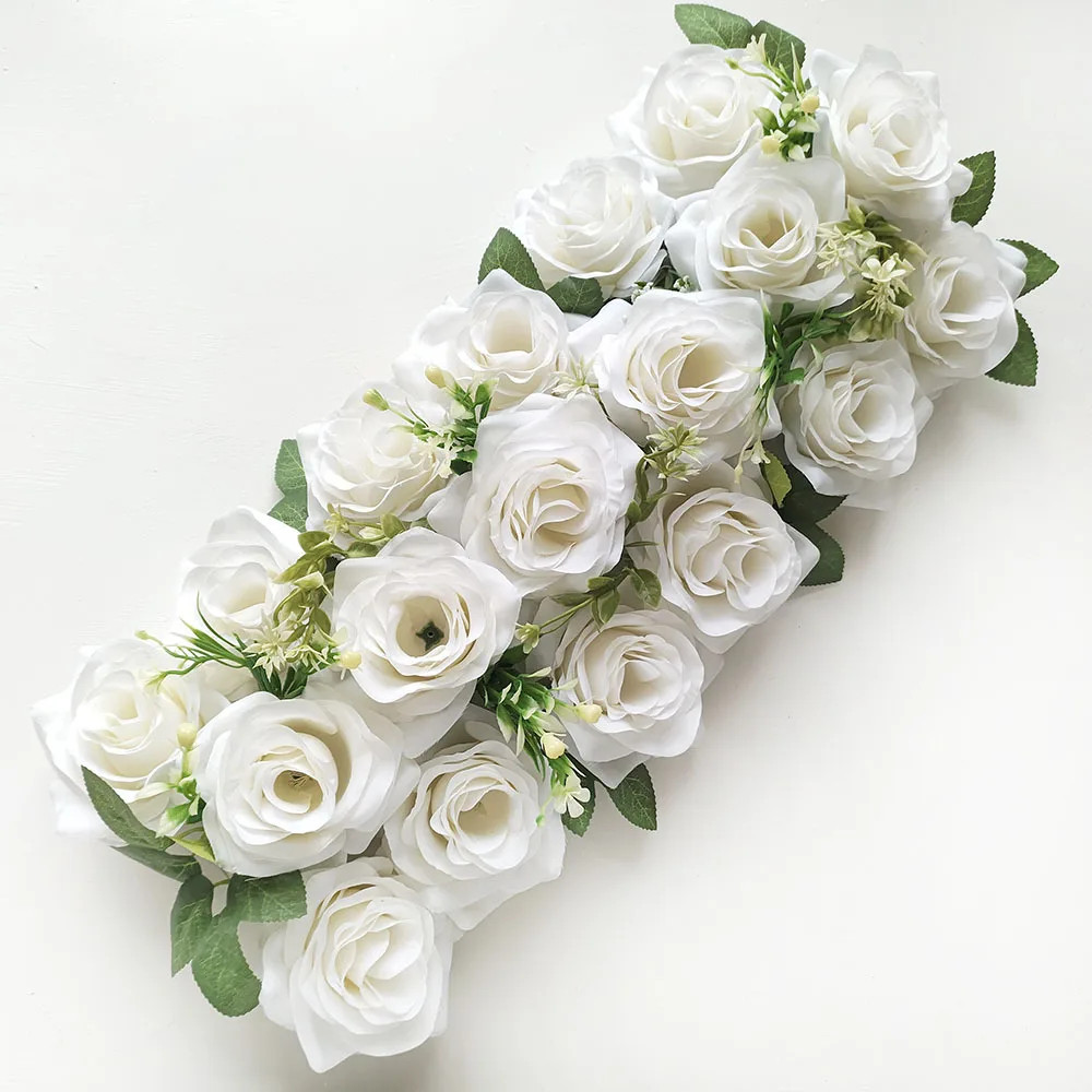 22x50cm Artificial Rose Flower Row Wedding Decoration Wall Backdrop Garland NEW