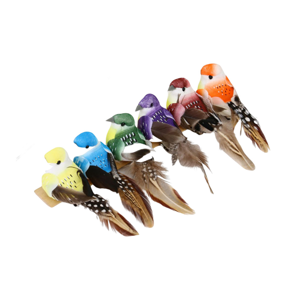 Green Artificial Simulation Bird Tree Ornaments Realistic Feather Birds