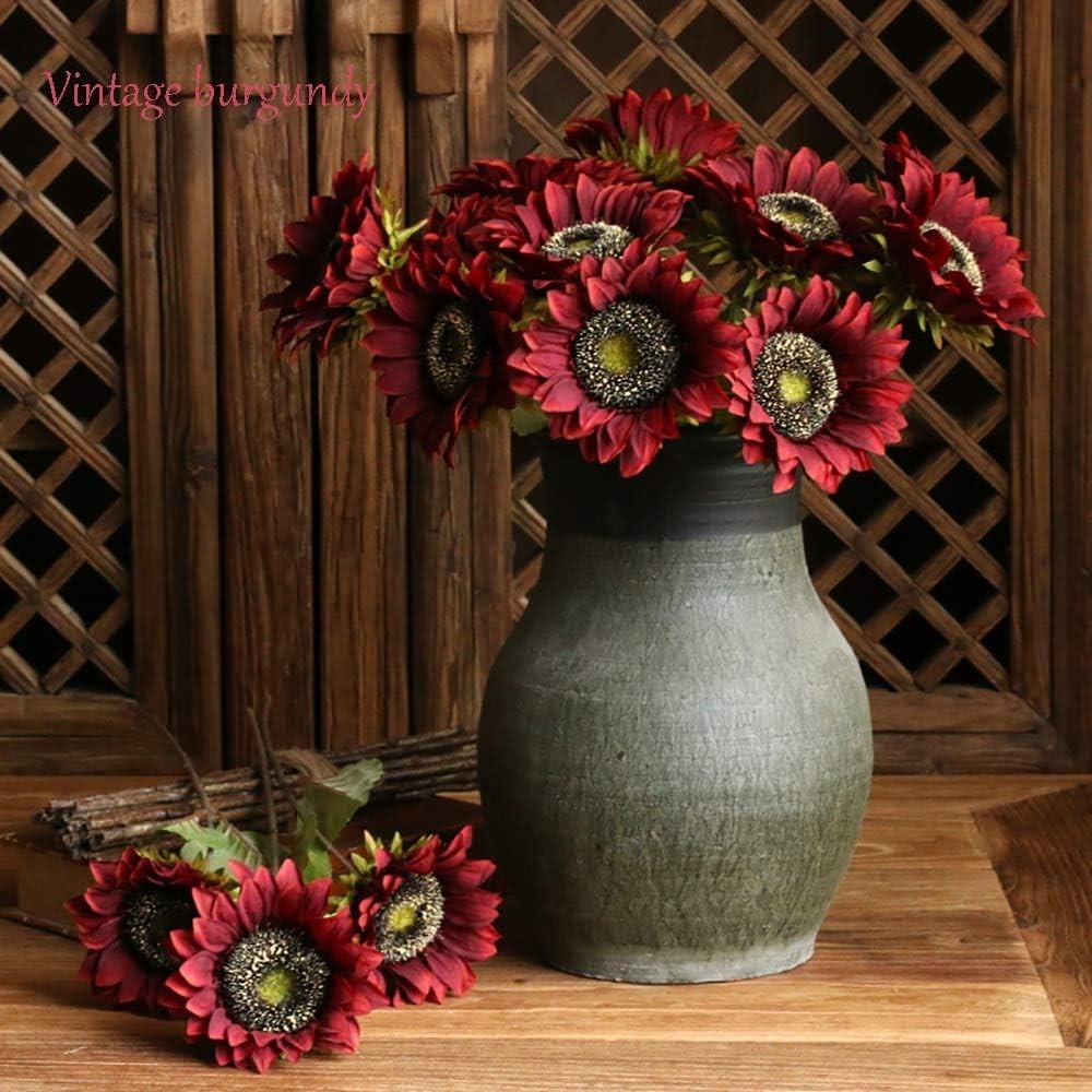 Exquisite 7PCS Silk Sunflowers with Long Stems – Perfect for Parties & Weddings