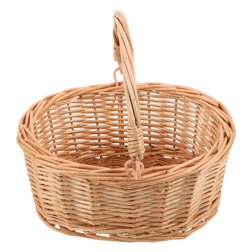 Wicker Flower Girl Basket Baskets for Picnic Party Bridal Shower