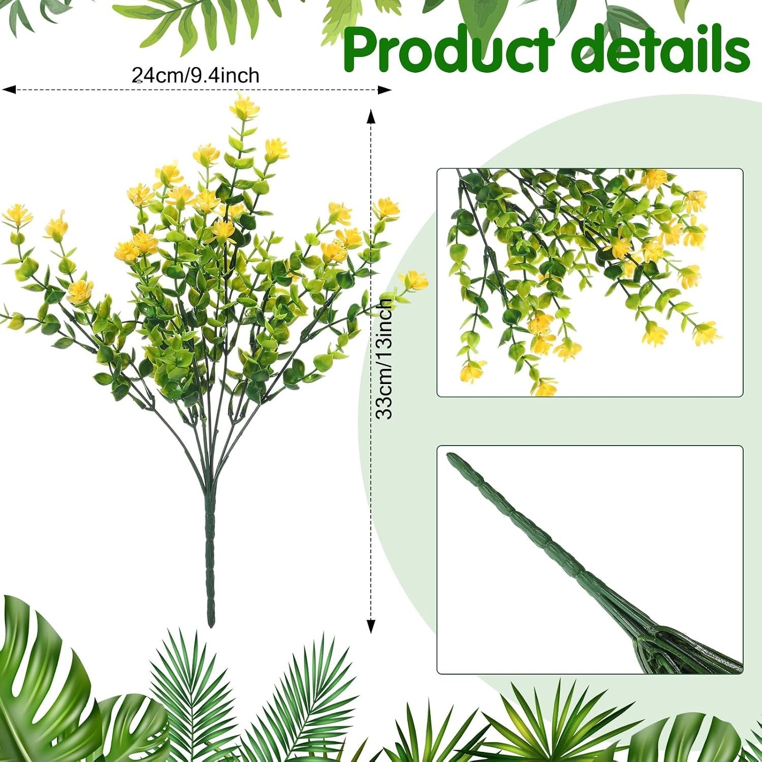 Faux Flower Set – 12 Lifelike UV Resistant Plants for Indoor & Outdoor Elegance