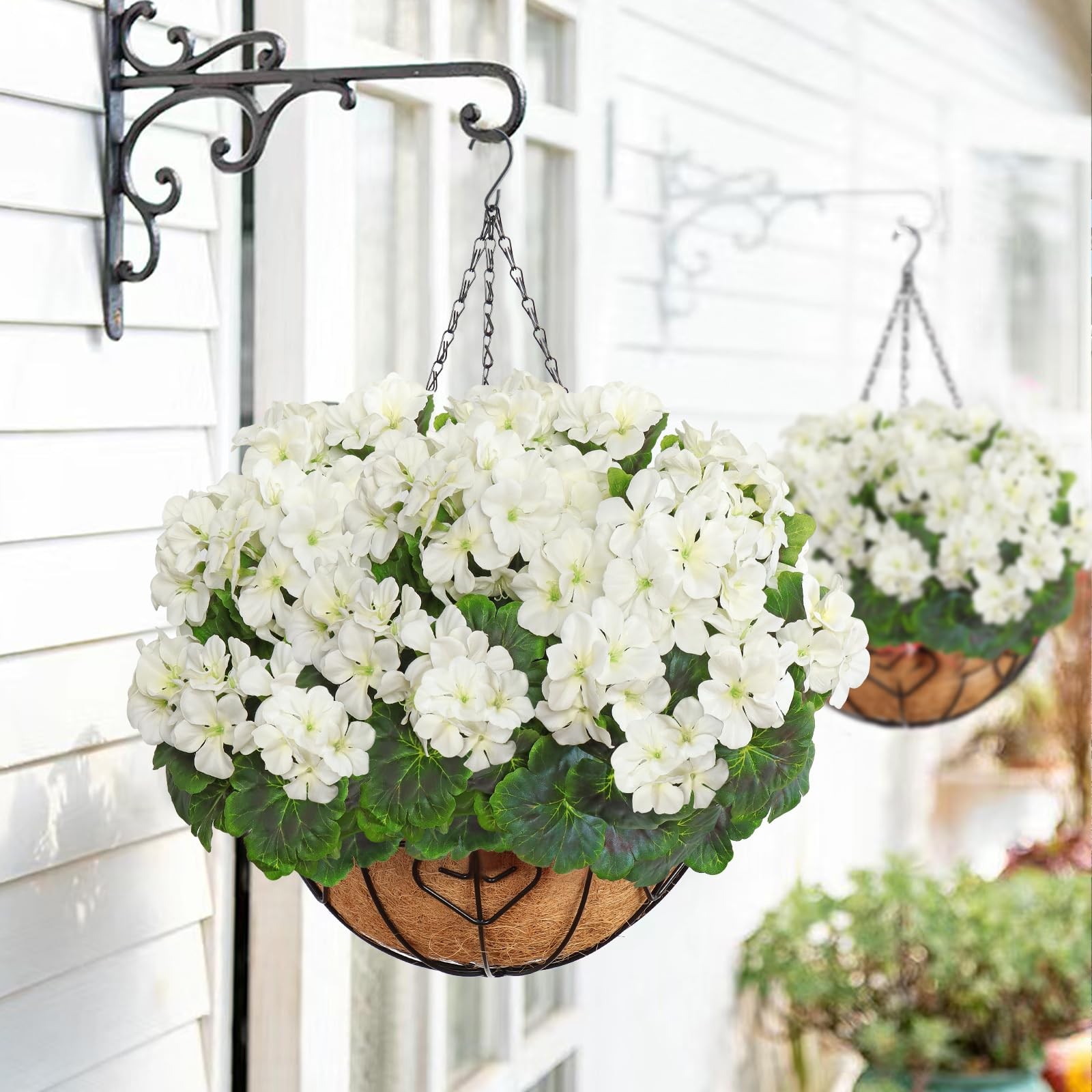 Fake Flowers 2PCS 17.3In Artificial Geraniums for Outdoors Realistic Artifici…