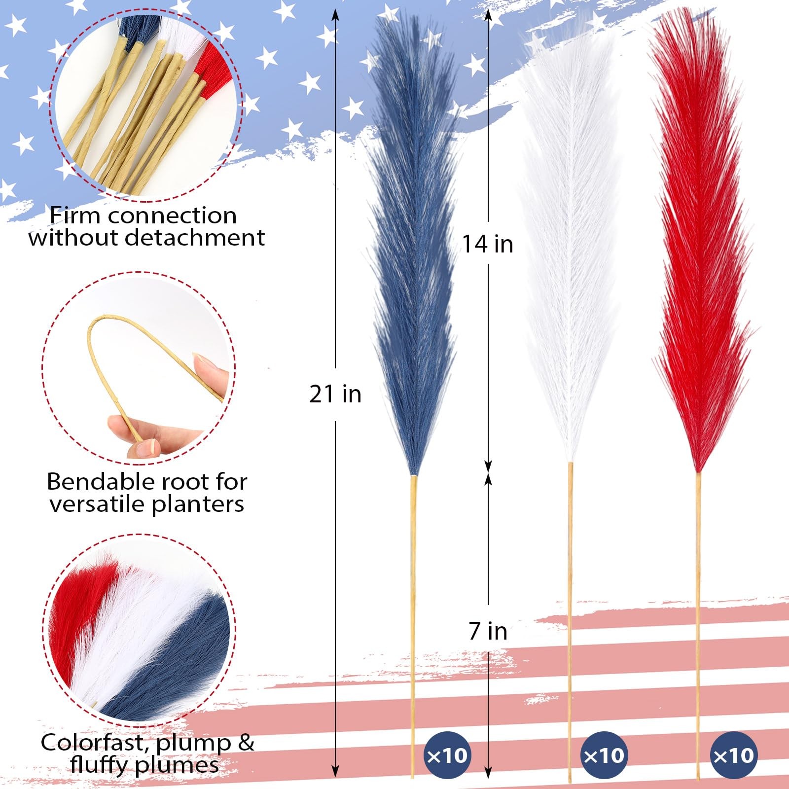 30pcs Pampas Grass Decor,21″ Artificial Pompous Grass Bulk,Small Vase Filler …