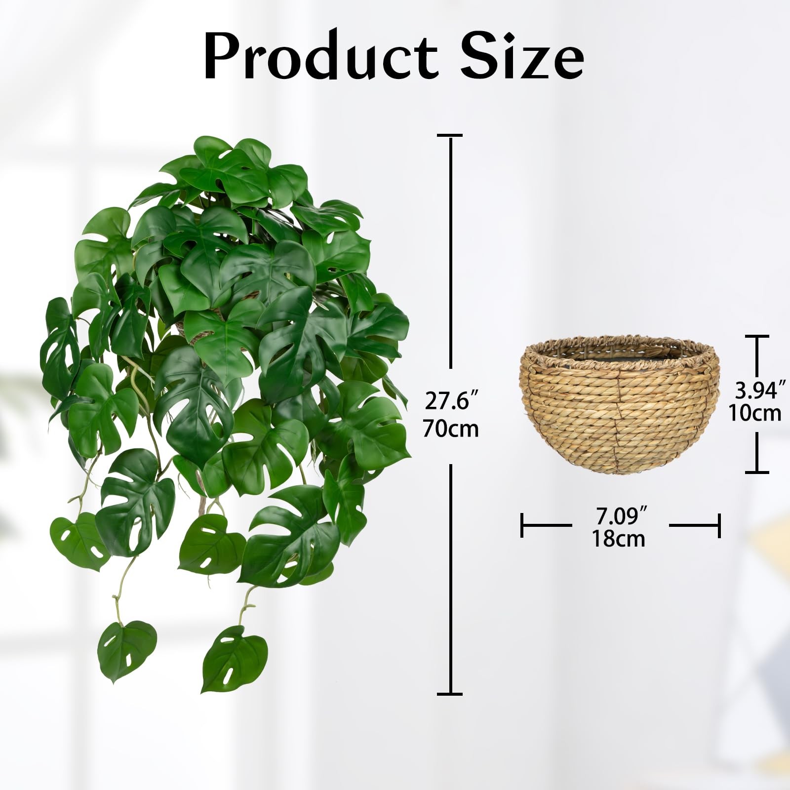 Large Fake Hanging Plants in Pot for Indoor & Outdoor, Long Artificial Hangin…