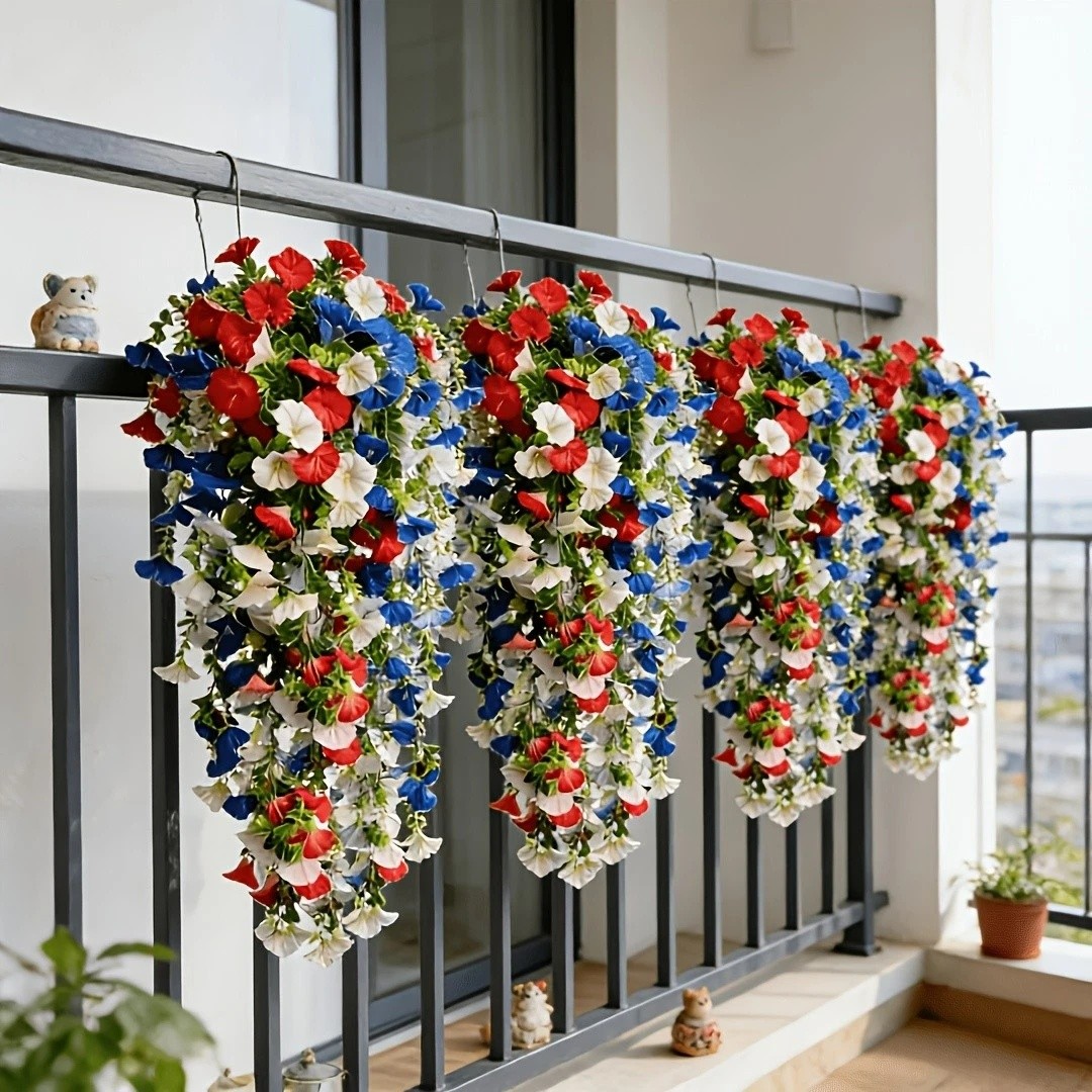 12Pcs Artificial Hanging Flowers Fake Vine Plant for Home Garden Wall Decor