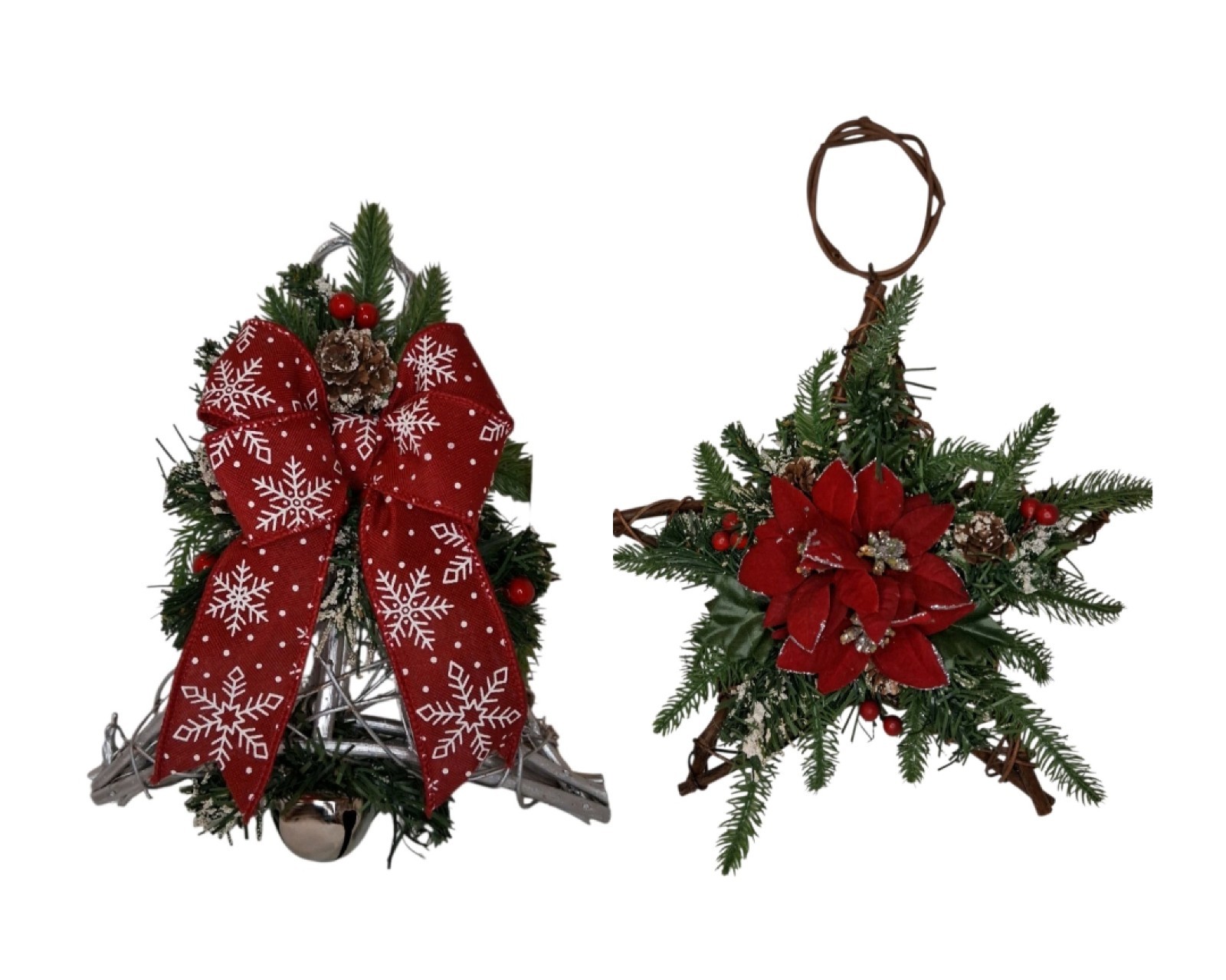 Christmas Floral Wall Decor Bell Star Poinsettia Flower Decorations Holiday