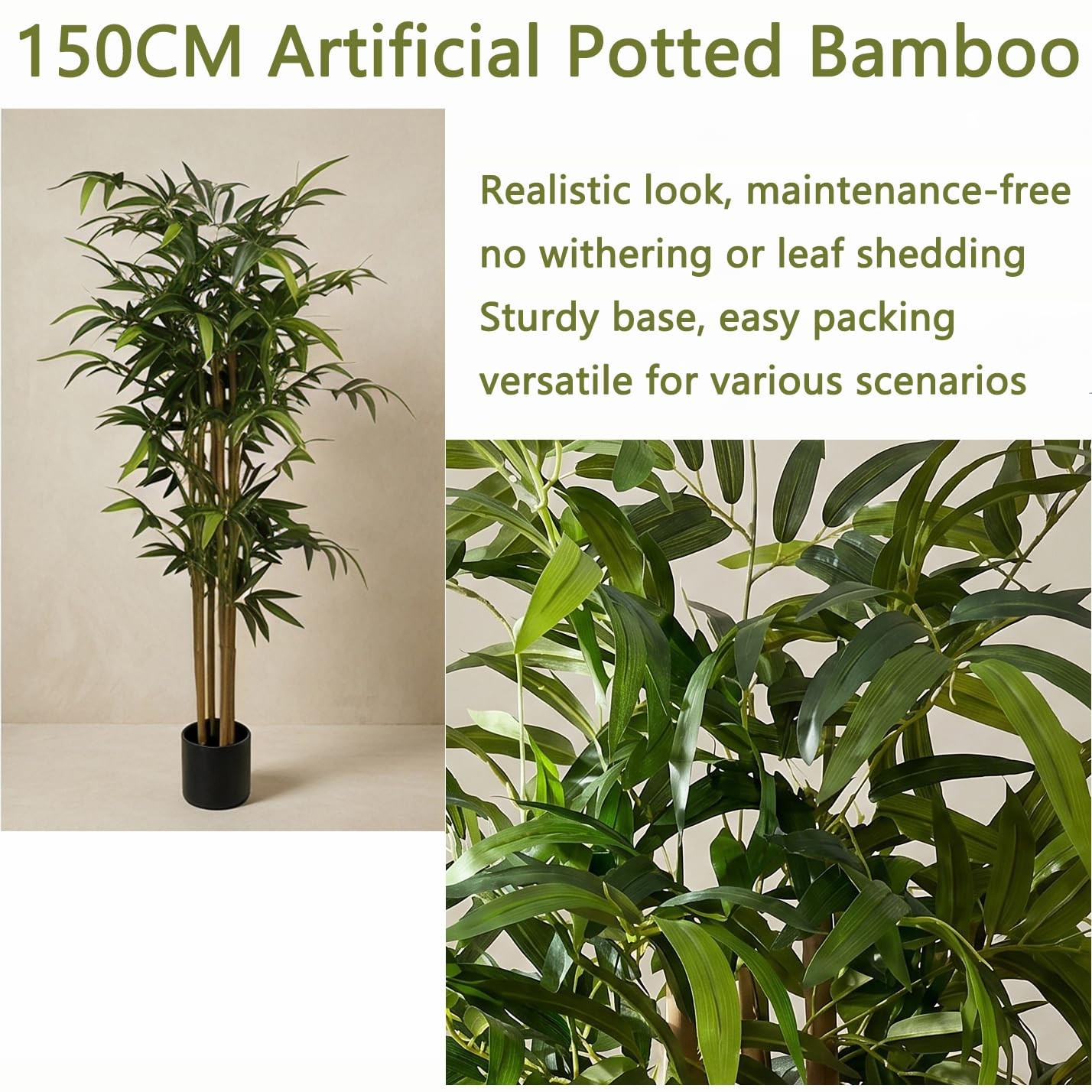 Kiko Artificial Plant Bamboo Tree -5.3 FT Tall Fake Floor Plant with Plastic …