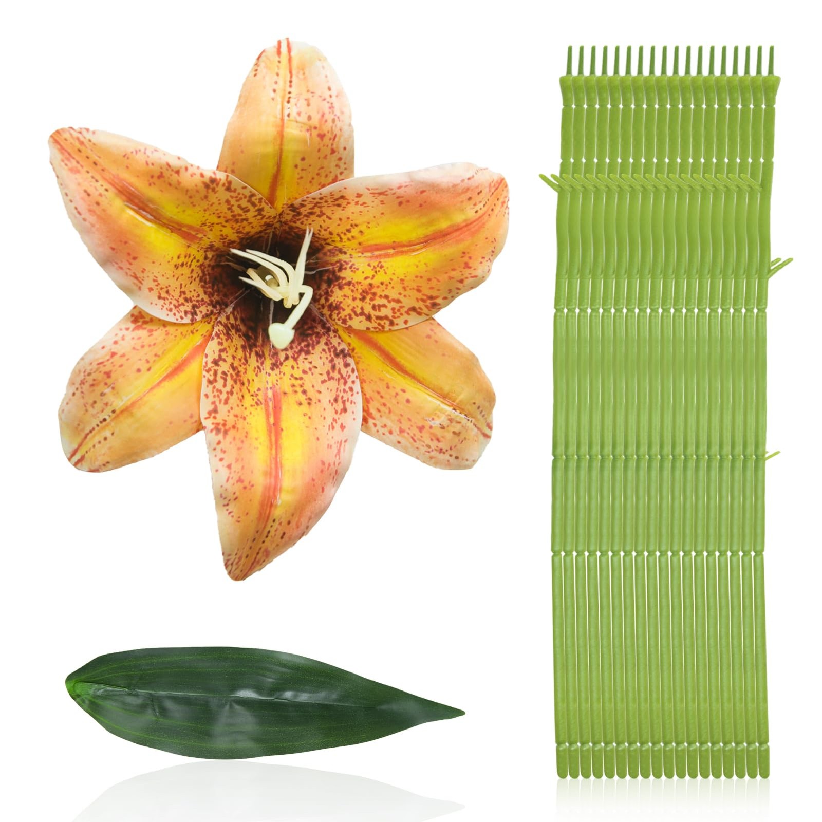 18 Pcs Faux Lily Heads 5.9″ Tiger Lily Artificial Flower Fake Lilies Flower H…