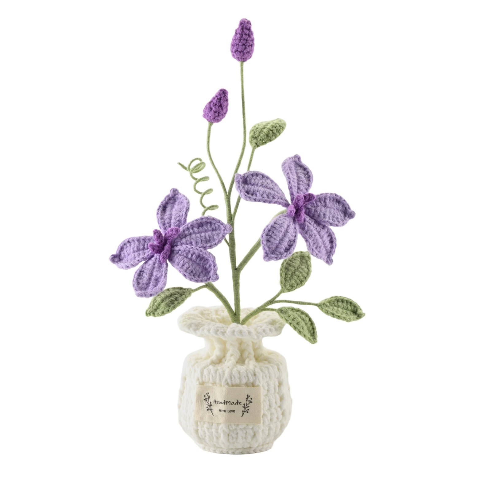 Crochet Tung Blossom Potted Plant – No-Watering Artificial Flower for Desk De…