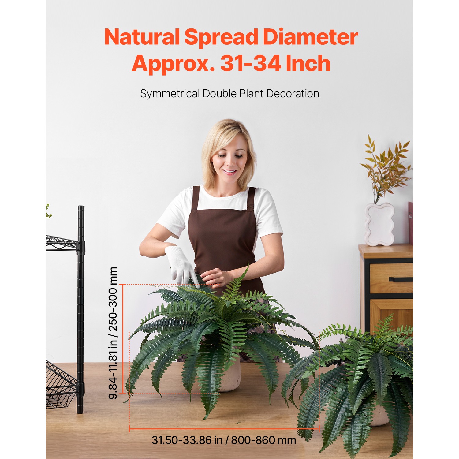 Uimoso Set of 2 Faux Boston Ferns with 30 Branches for Indoor and Outdoor Use