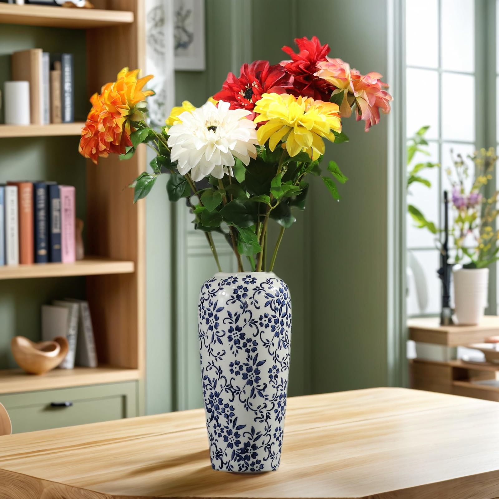 Artificial Chrysanthemums, Daisy Silk Flowers 6 Stems, Aster & Zinnia-Like La…