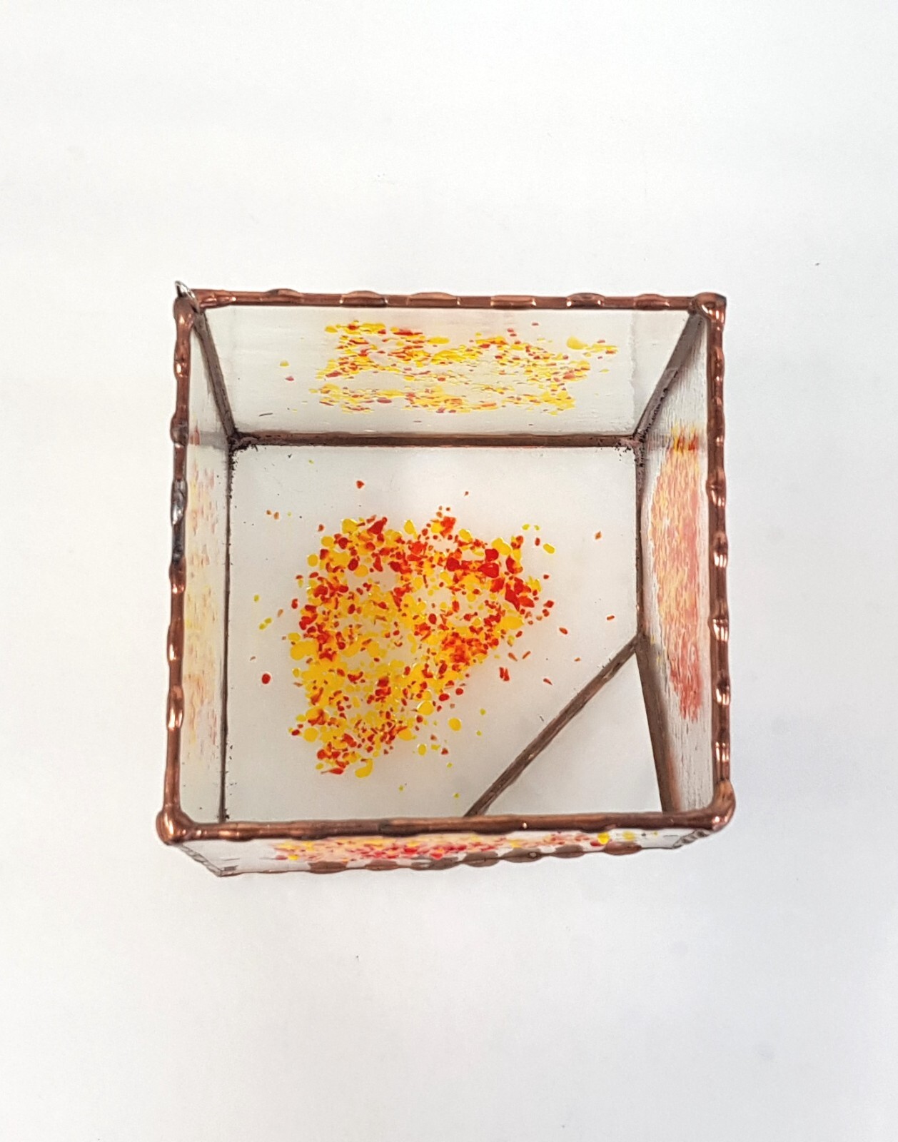 Geometric Terrarium Stained Glass, Cube Glass Planter, Home Decor Gardening Gift