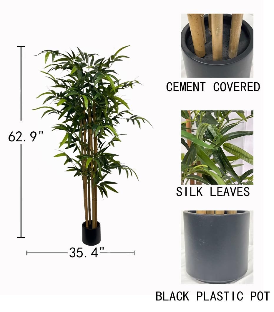 Kiko Artificial Plant Bamboo Tree -5.3 FT Tall Fake Floor Plant with Plastic …