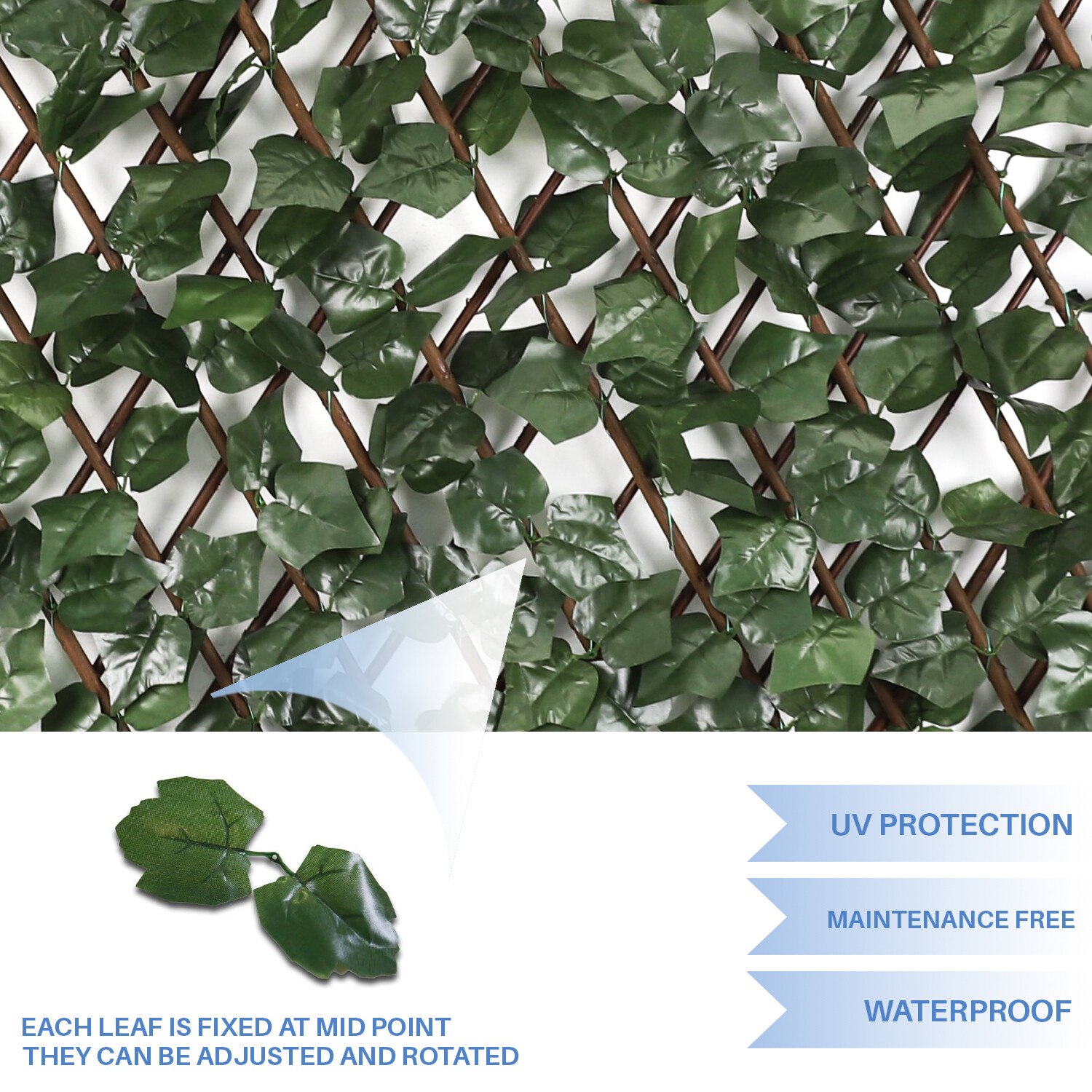 Artificial 15″x48″ Expandable Faux Ivy Leaf Single Fence Panel Home Garden Decor