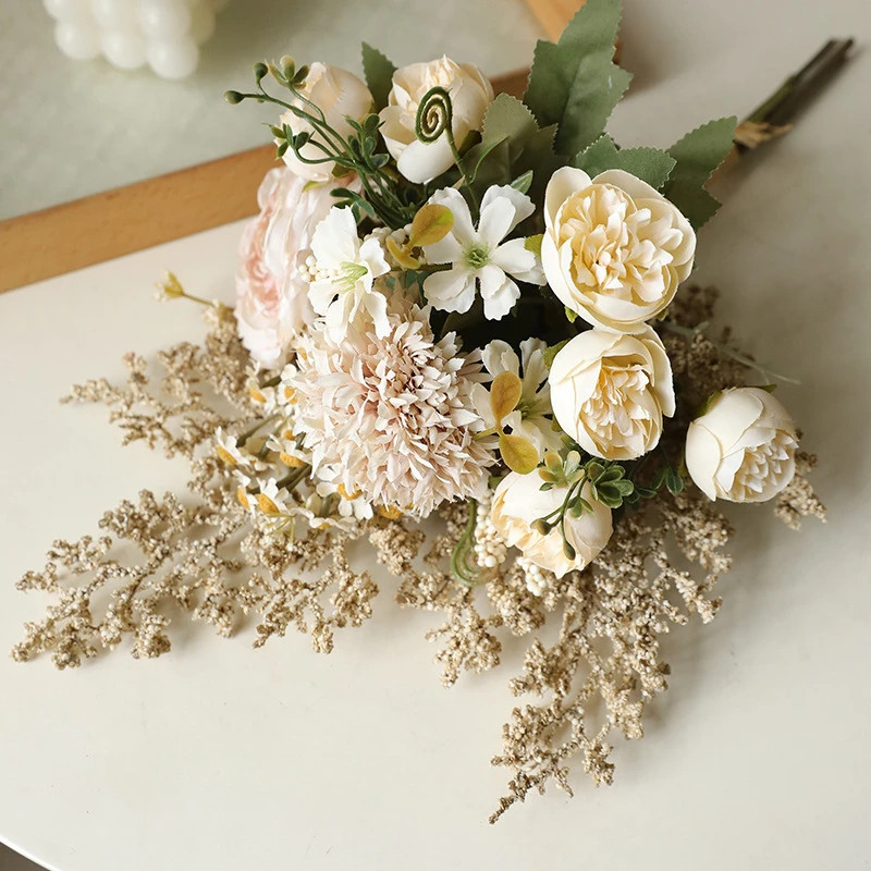 41CM Jiao Bian Lu Lian Qing Ren Cao Fake Flower Bouquet Retro Home Decoration Dr