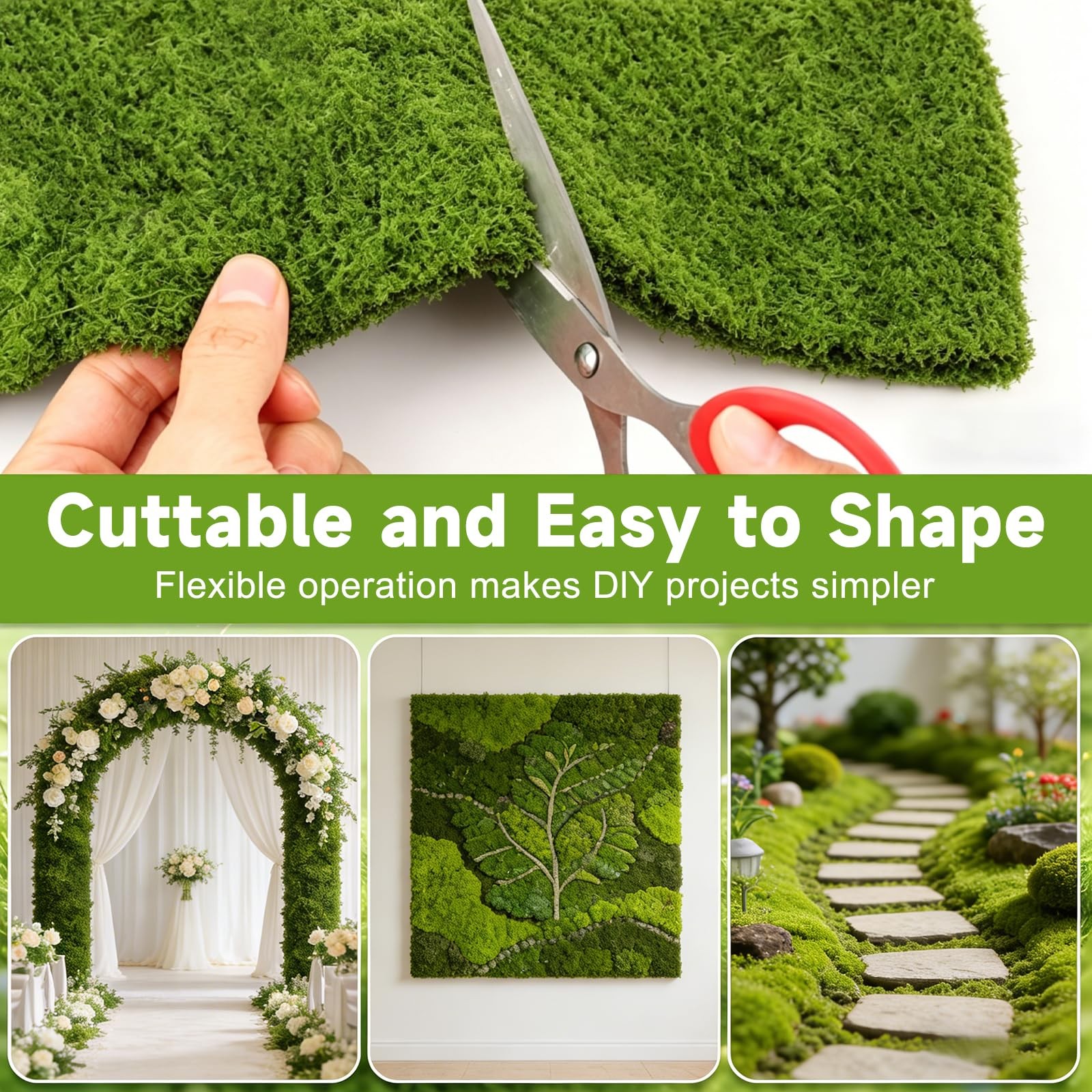 Fake Moss Mat 39″ x 39″ Artificial Moss Rug Indoor Light Green Faux Moss for …