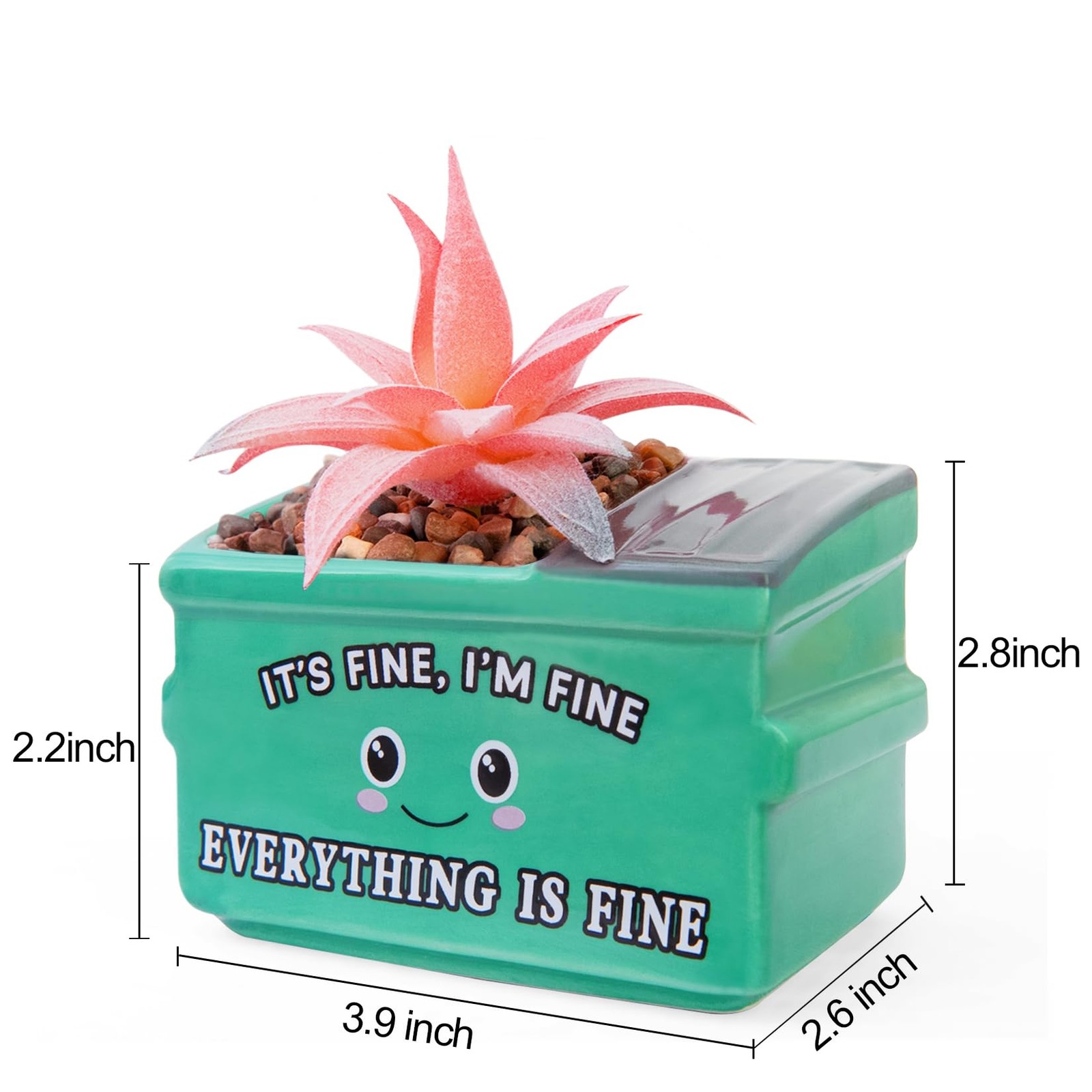 Dumpster Fire Fake Plants in Ceramic Succulent Pots Desk Decor, Emotional Pos…