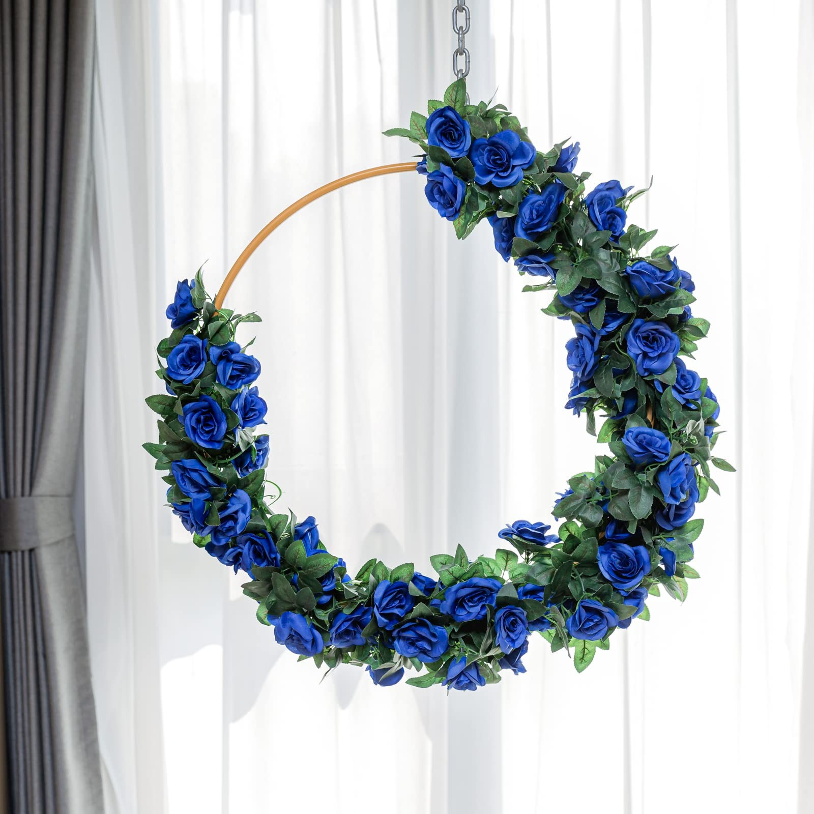 OWPFJG 2 Pack 16FT Artificial Rose Vine Fake Flowers Garland Hanging Silk Ros…