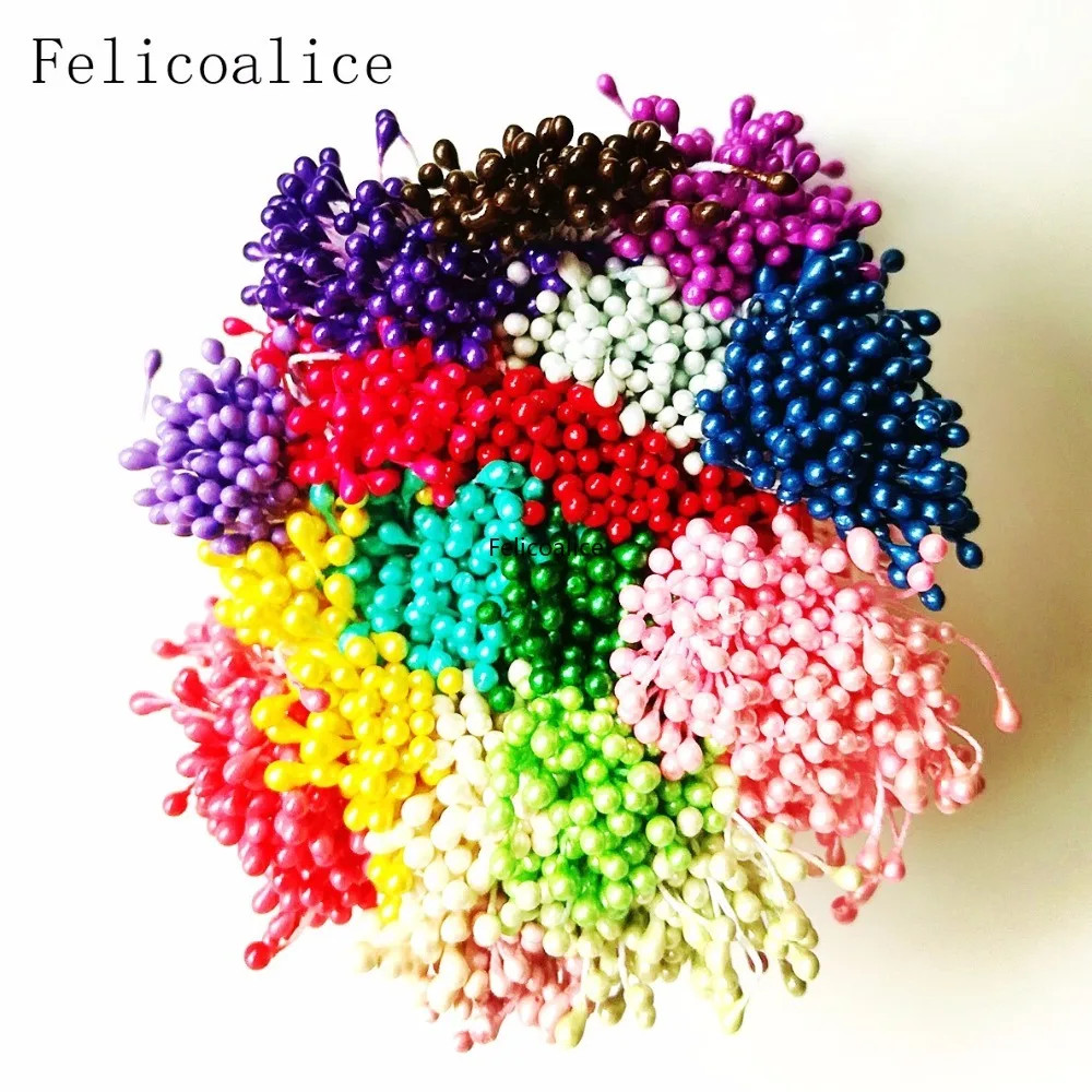 Multicolor 3mm 500pcs Artificial Sugar Flower Stamen For Craft Home Wedding