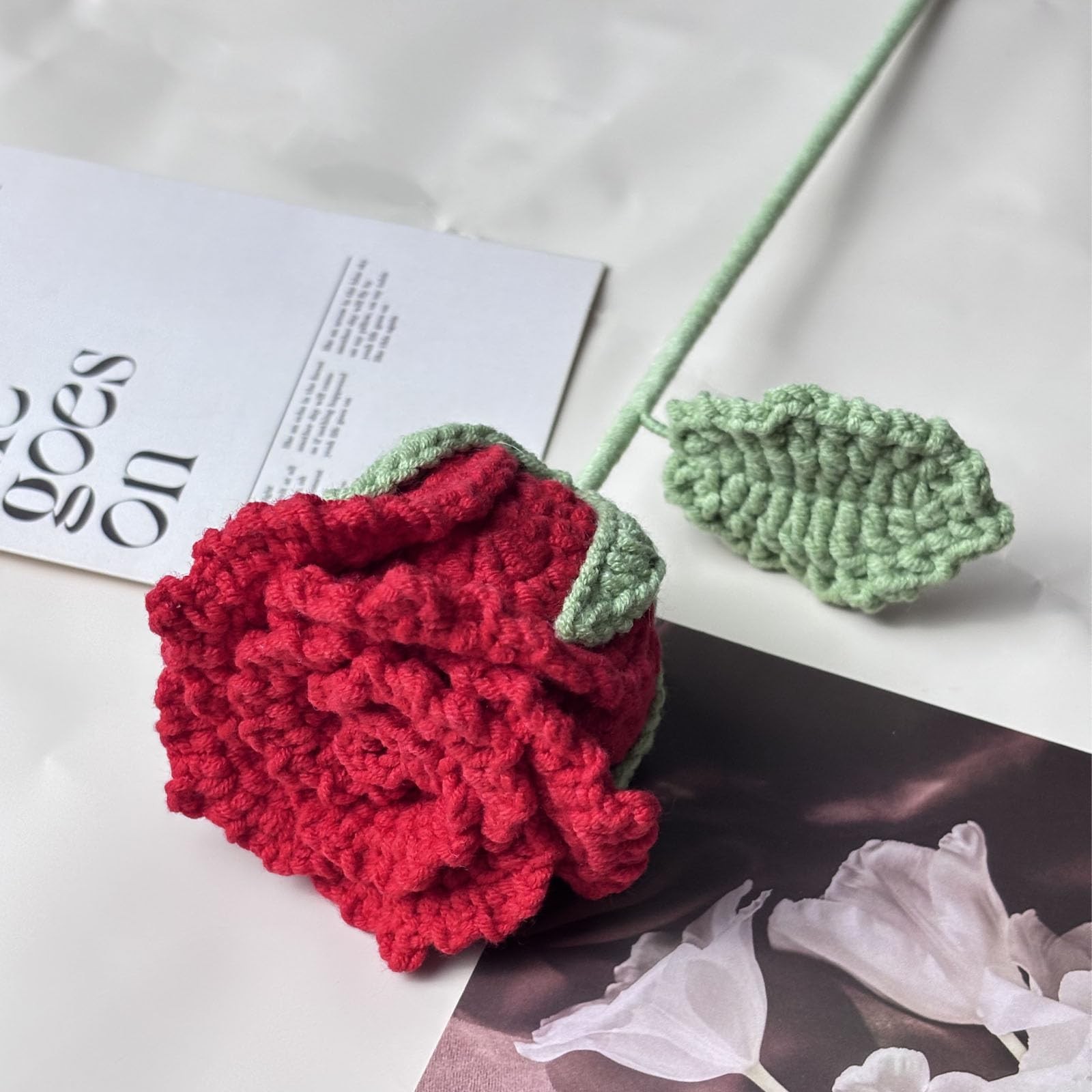 Crochet Rose Flower , 1 PC Handmade Red Rose Flower Bouquet, Gift for Wife Gi…
