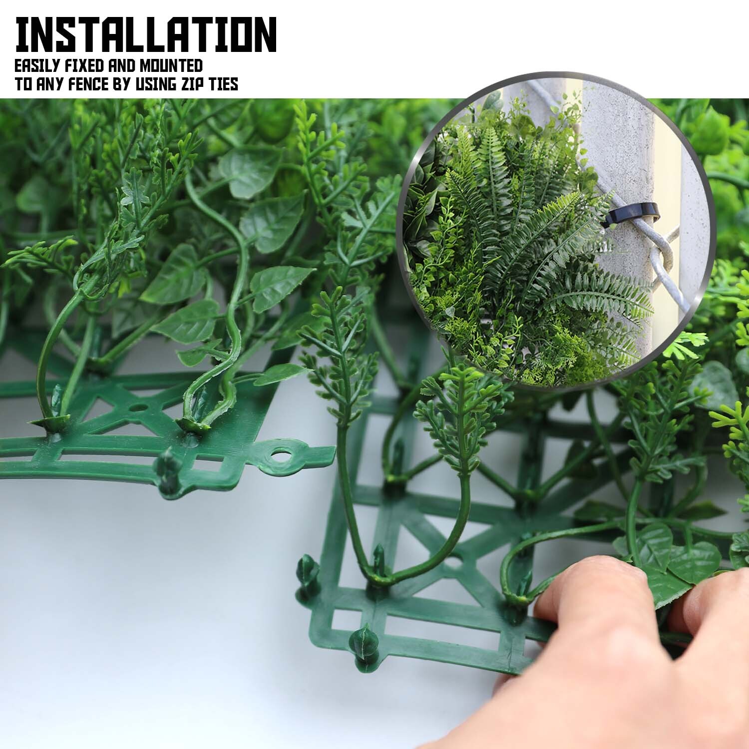 20″ Artificial Faux 3D Mix Leaves Wall Panel Fence Screen Home Outdoor Decor #04
