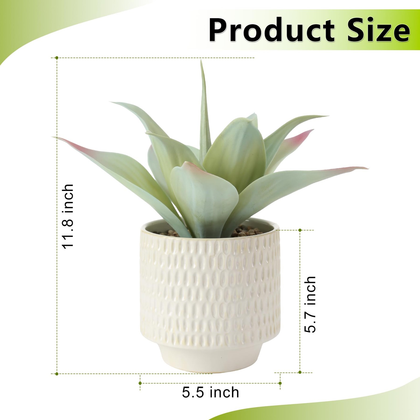ALAGIRLS 11.8″ Artificial Agave Plant, Faux Aloe Succulents Potted Plant Real…
