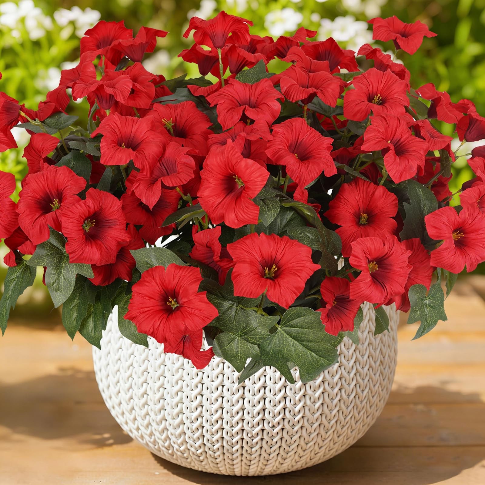 Artificial Flowers for Outdoors, Faux Petunias Spring Summer Decoration, Fake…