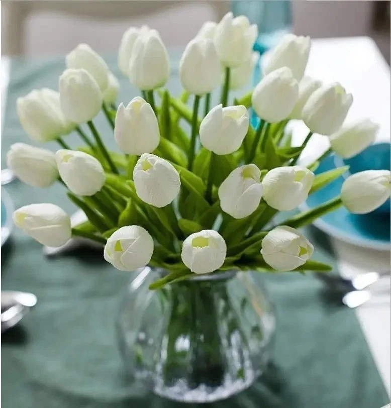 5PCS Artificial Tulip Flowers False Fake Bouquet Real Touch Home Wedding Decor