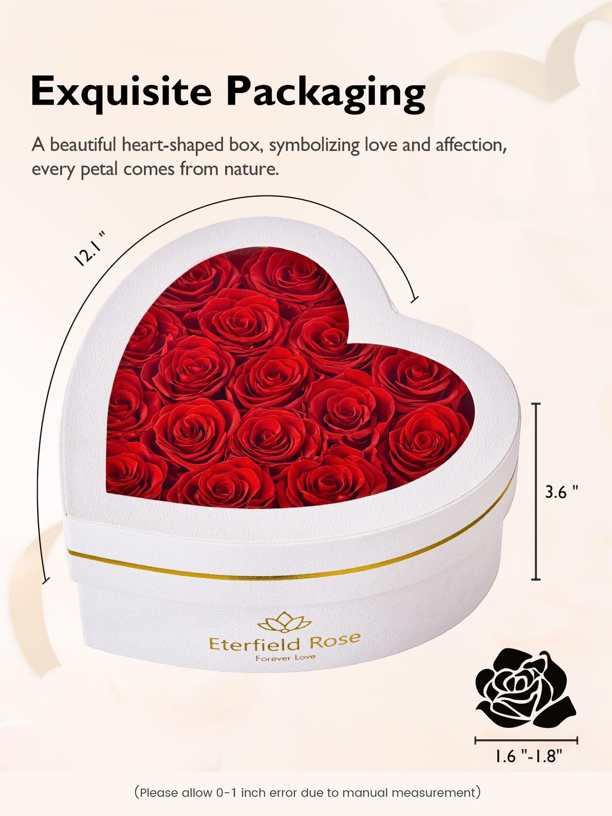 Red Preserved Forever Roses In Heart Shape Box 16 Flowers Gift For Women
