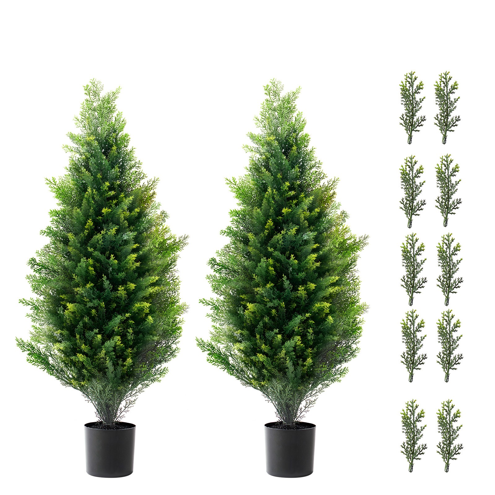 Uimoso Set of 2 Artificial 3′ Cedar Trees for Indoor and Outdoor Decoration