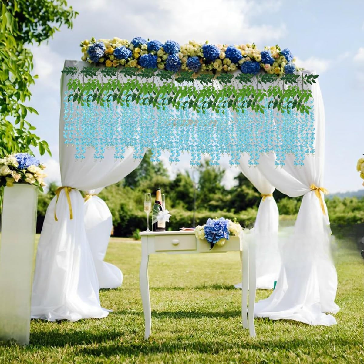 Artificial Wisteria Hanging Flowers Fake Wisteria Flower Garland Silk Vines R…