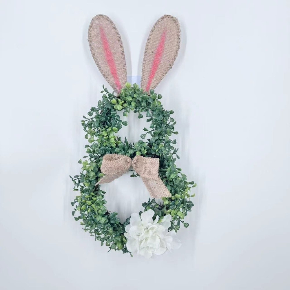 Easter Bunny Wreath Spring Home Entry Door Hanging Artificial Greenery 45cm