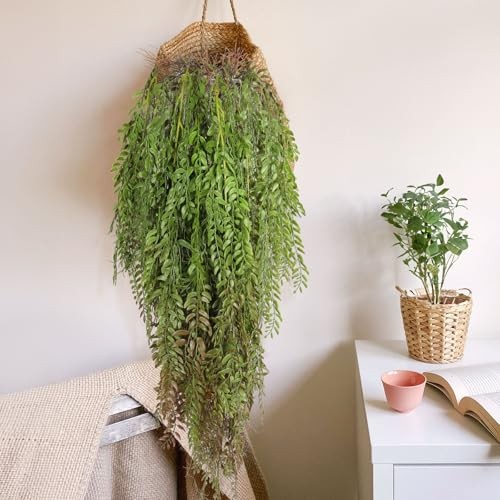 Artificial Hanging Plants Faux Ivy Vine Leaves 2Pcs Fake Plants Green Brown