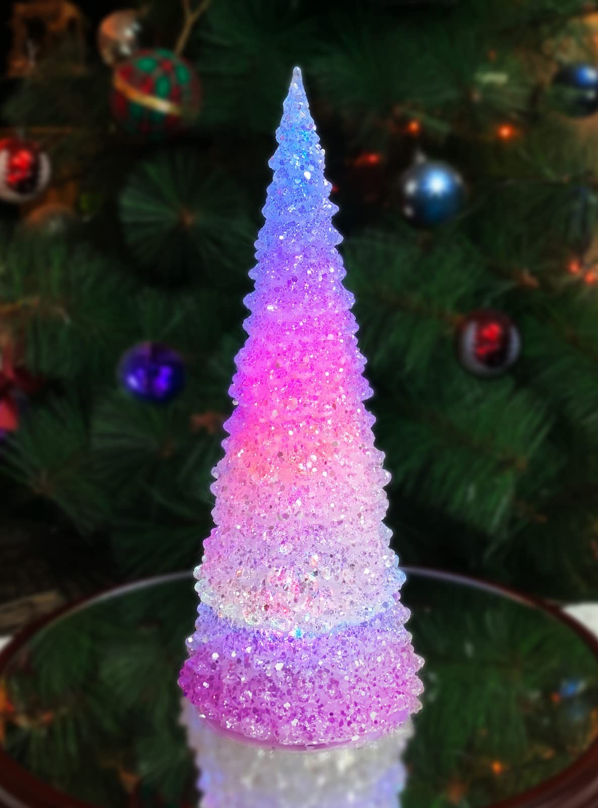 Color Changing LED Acrylic Tree Light-Up Tabletop Decor, Battery Operated 12.5”H