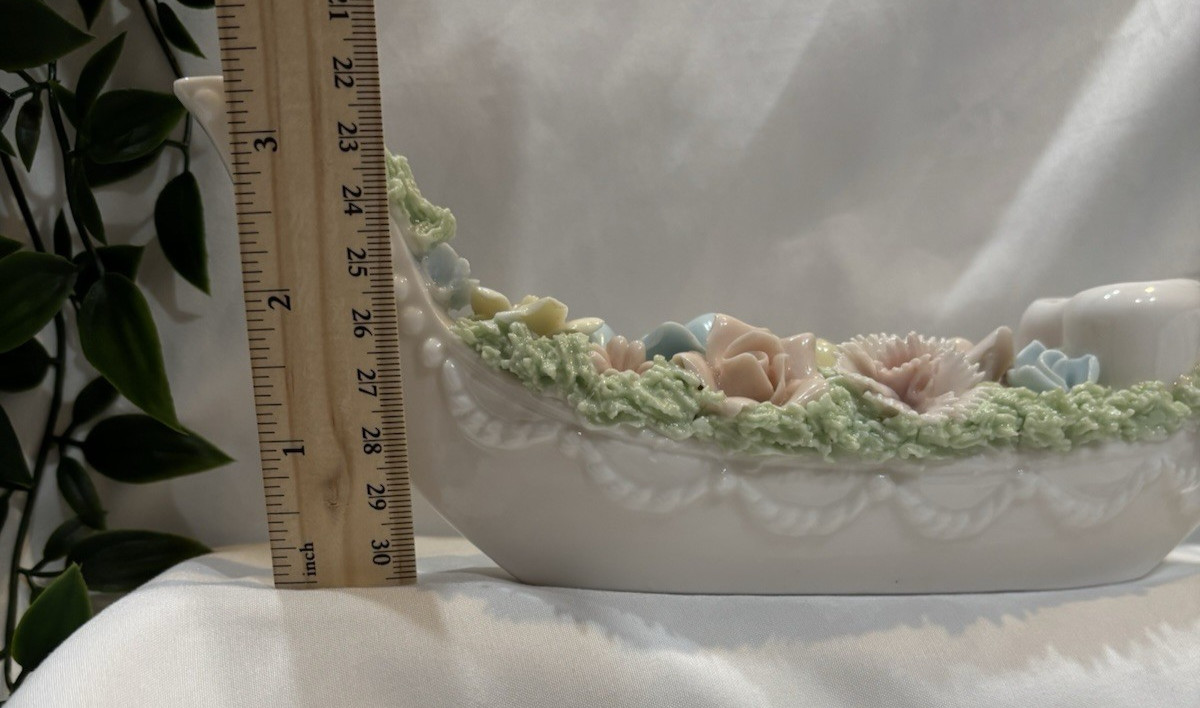 Vintage China Porcelain Gondala Lipstick Holder 3 Removable Roses