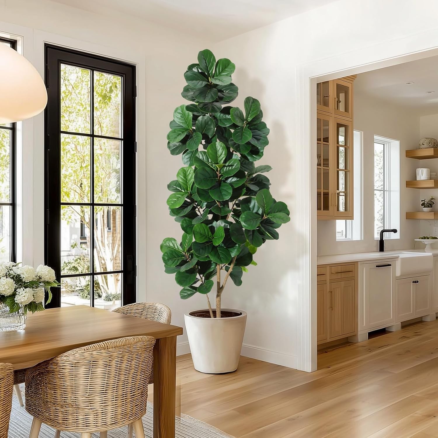 Artificial Fiddle Leaf Tree 4/5/6FT Faux Plant Fake Ficus Lyrata Trees with Pot