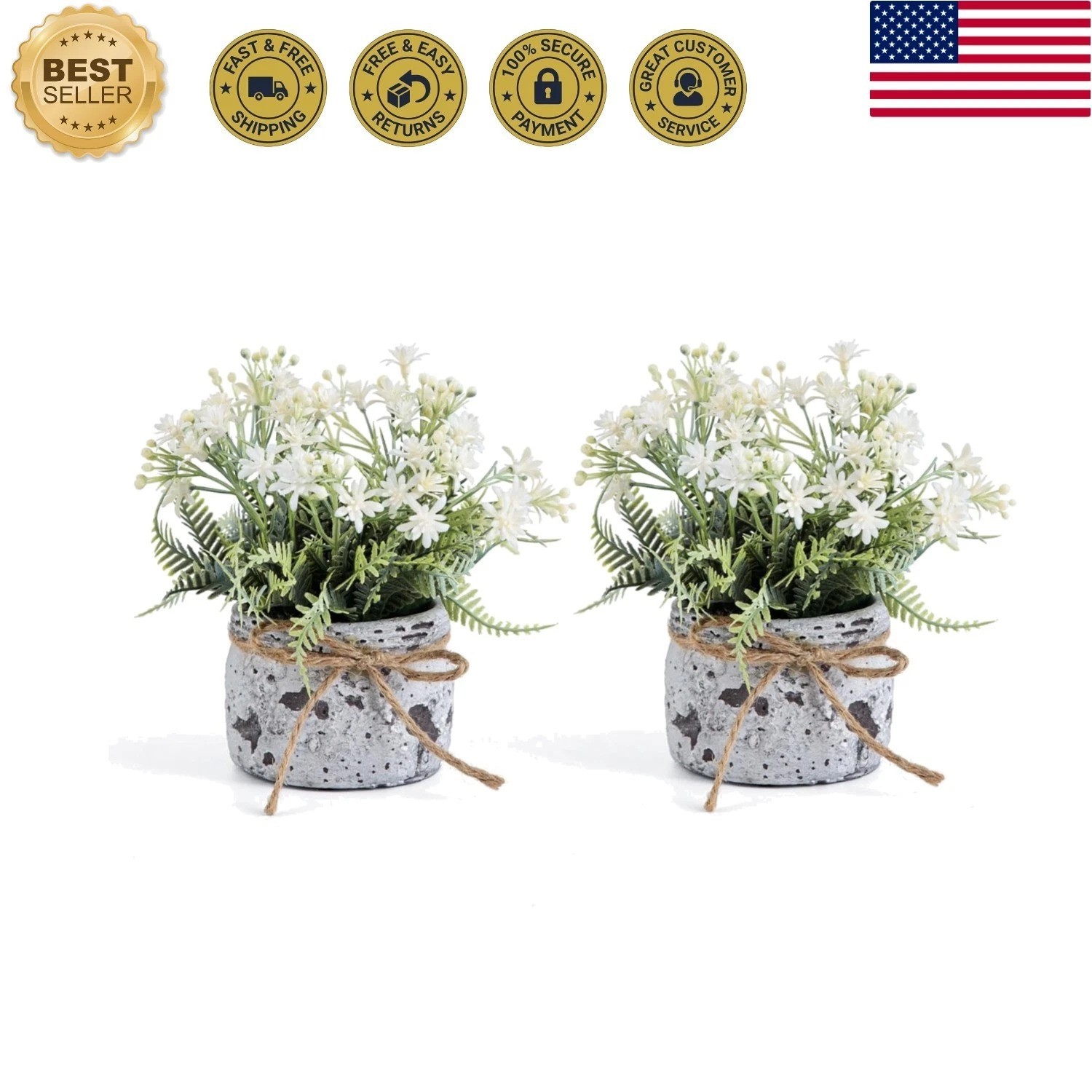 Fake Plants Small with 2 Pack, The Sunflower for Bathroom Shelf Decor, Decora…