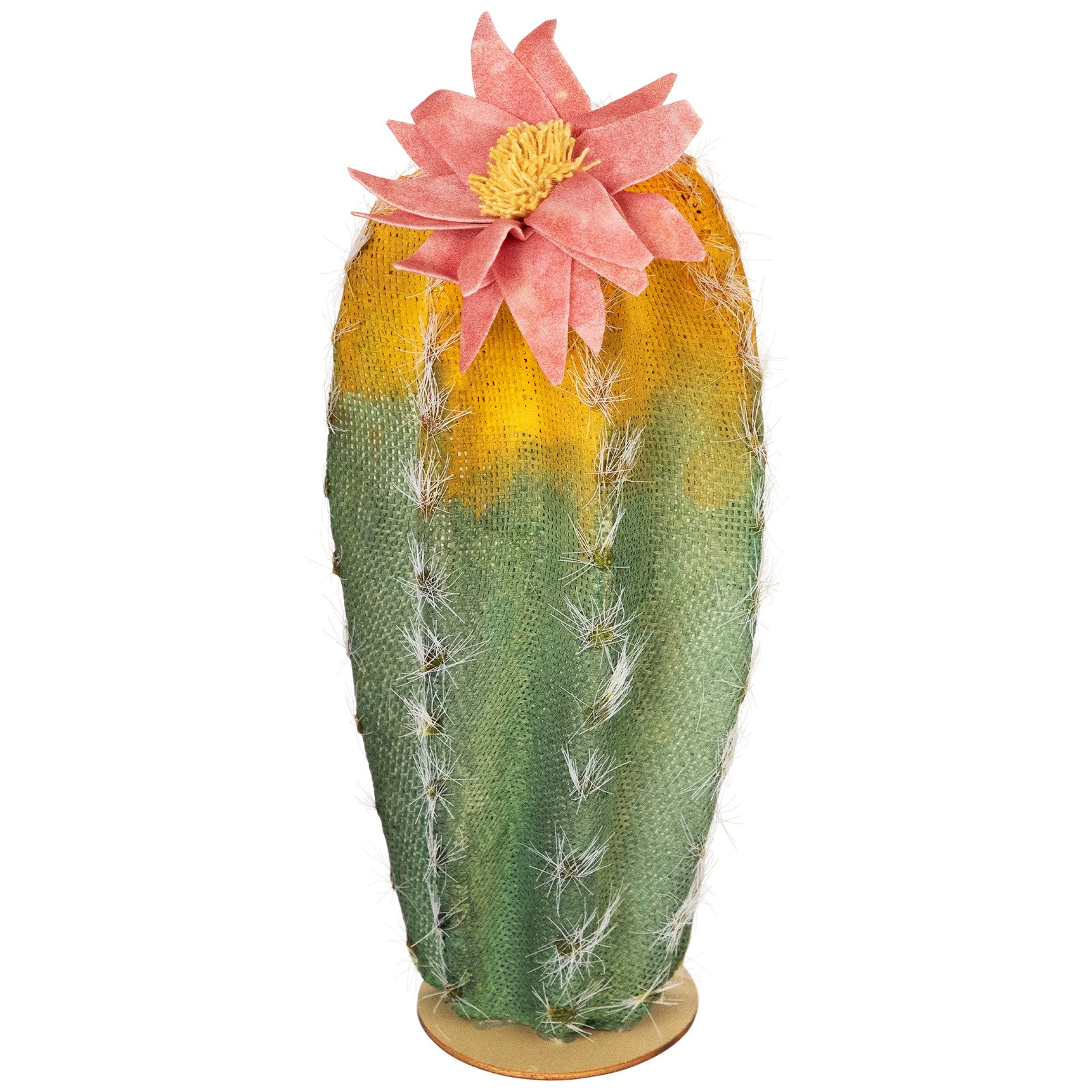 Northlight 8.5″ Southwestern Style Green Cactus on Base with Pink Flower