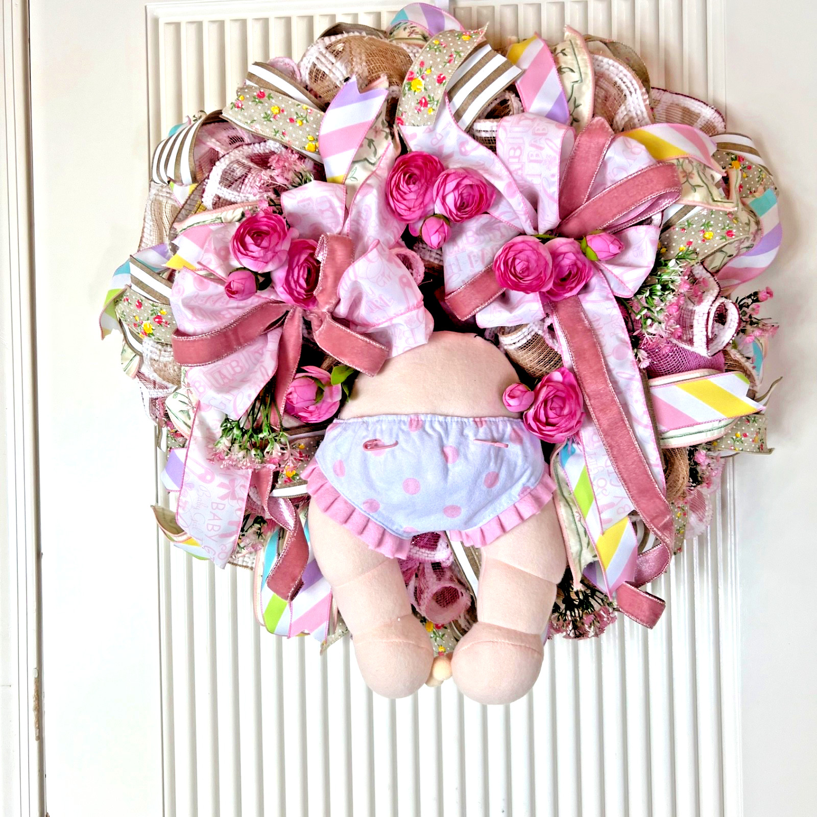Farmhouse Wreath Everyday Wreath It’s a Girl – All Seasons Mesh Delight